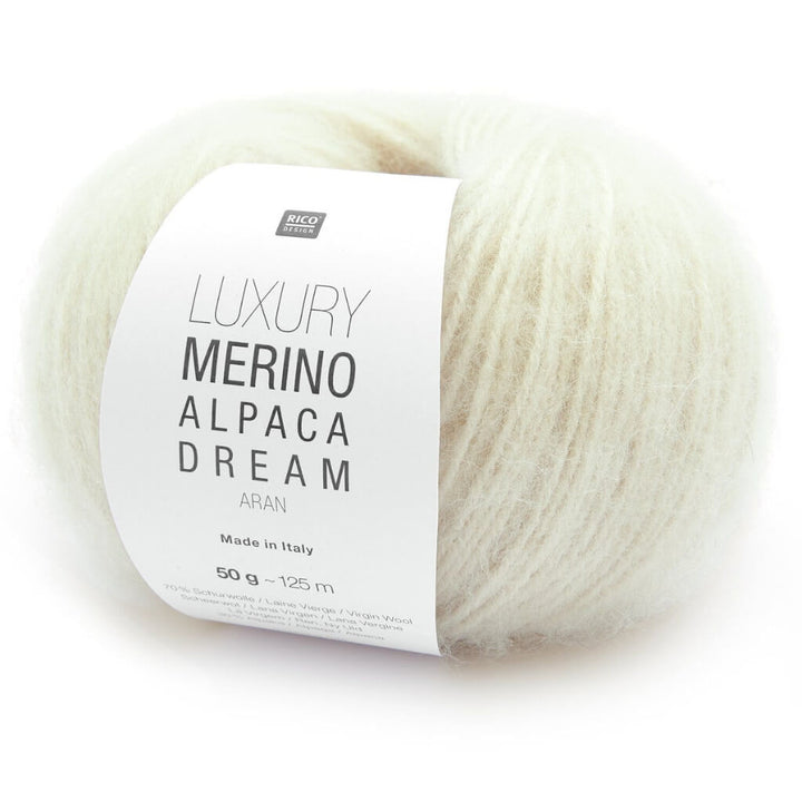 Rico Design Luxury Merino Alpaca Dream aran, Farbe 001 Creme – Alpaka und Schurwolle bei Lieblingsgarn