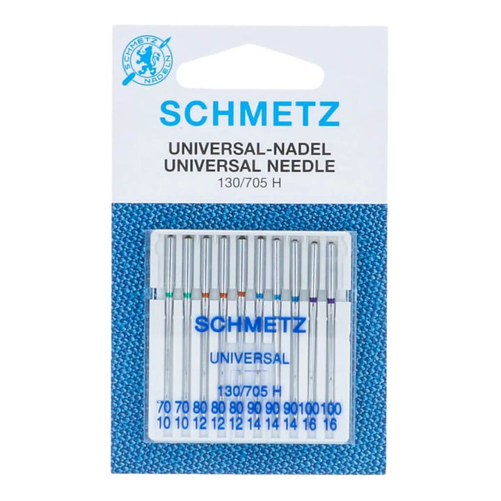 Schmetz 130/705 H Universal Nadeln - 10-er Set, Farbe Sortiert 70/10 100/16 – Metall bei Lieblingsgarn