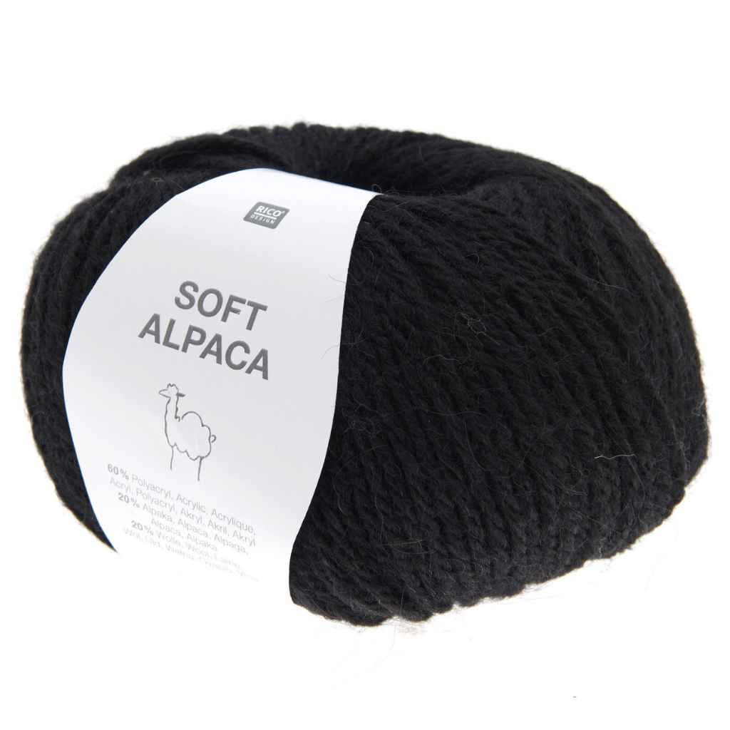 Rico Design Soft Alpaca, Farbe 014 Schwarz – Alpaka, Schurwolle und Synthetik bei Lieblingsgarn