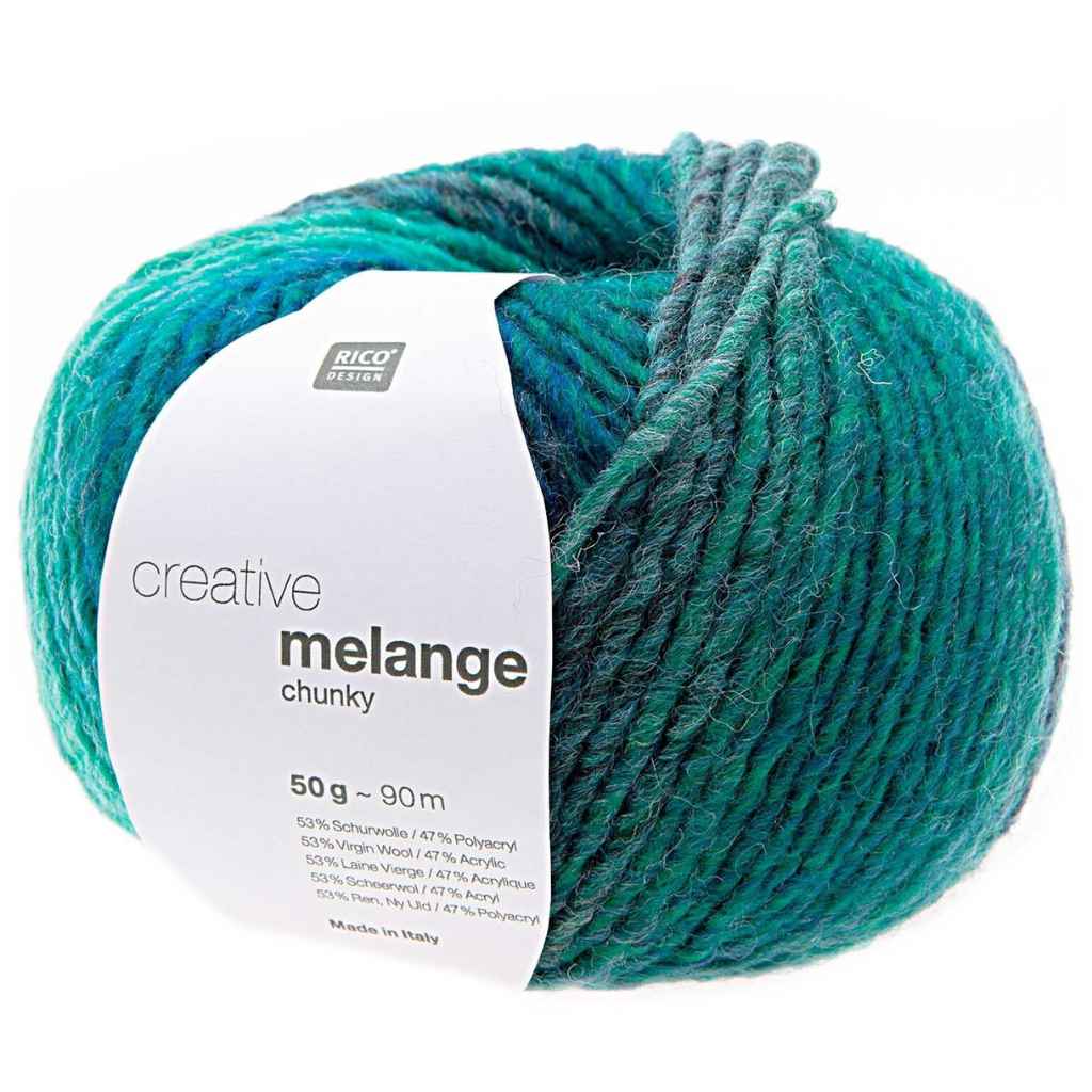 Rico Design Creative Melange Chunky 50g, Farbe Blau Grün – Synthetik bei Lieblingsgarn
