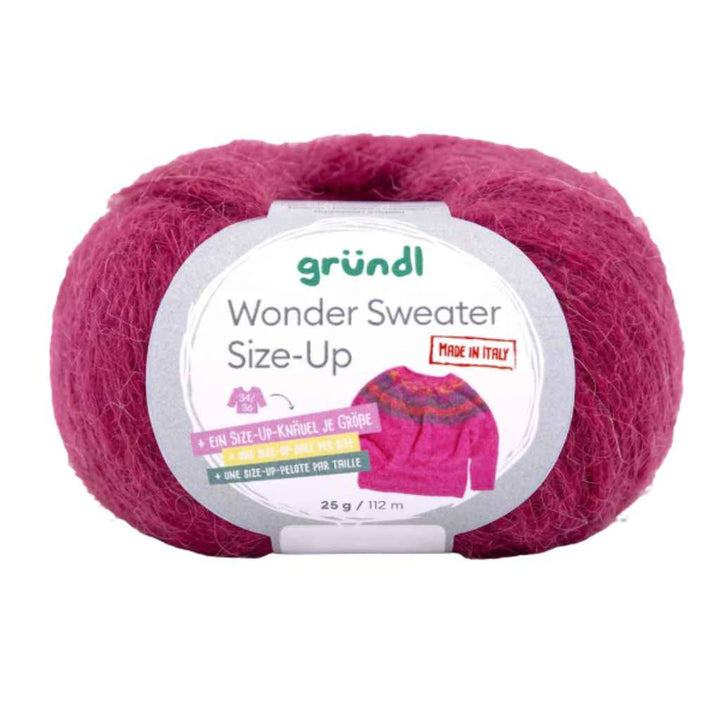 Gründl Wonder Sweater Size-Up, Farbe 06  weinrot – Alpaka und Synthetik bei Lieblingsgarn