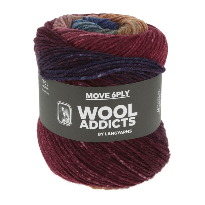 Lang Yarns Move 6-fädig, Farbe 001 wine/cognac/blue – Schurwolle und Synthetik bei Lieblingsgarn
