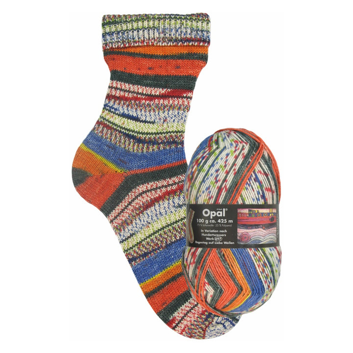Opal 1435 - Regentag auf Liebe Wellen Opal Hundertwasser I 100g Lieblingsgarn