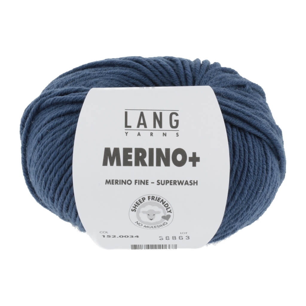 Lang Yarns Merino+ - 50g, Farbe 152.0034 Rauchblau – Merino und Schurwolle bei Lieblingsgarn