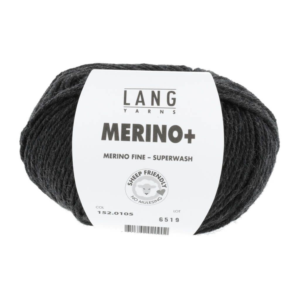 Lang Yarns Merino+ - 50g, Farbe 152.0105 Anthrazit Mélange – Merino und Schurwolle bei Lieblingsgarn