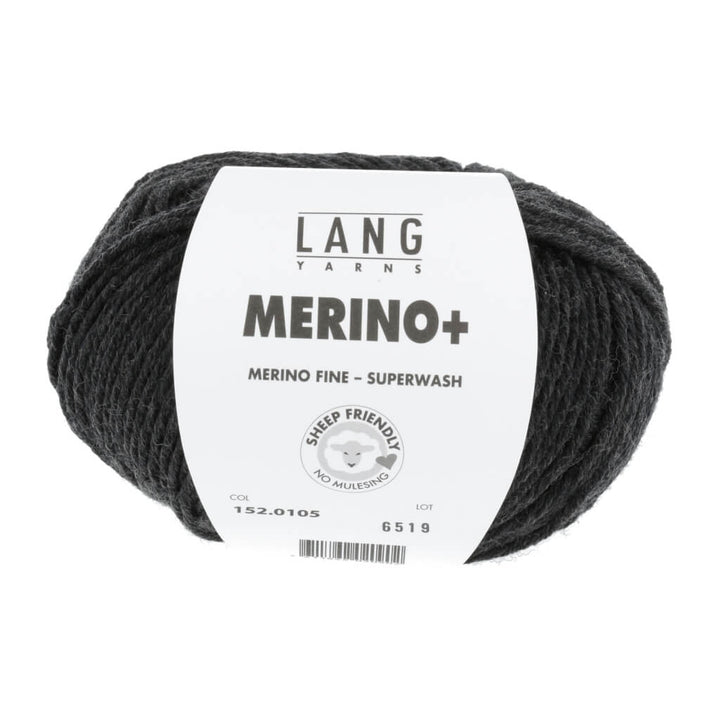Lang Yarns Merino+ - 50g, Farbe 152.0105 Anthrazit Mélange – Merino und Schurwolle bei Lieblingsgarn
