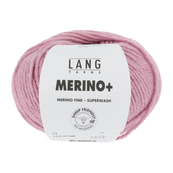 Lang Yarns Merino+ - 50g, Farbe 152.0148 Rosa Mélange – Merino und Schurwolle bei Lieblingsgarn
