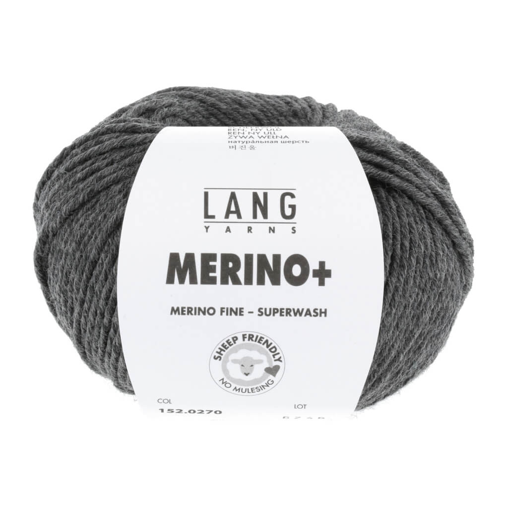 Lang Yarns Merino+ - 50g, Farbe 152.0270 Dunkelgrau Mélange – Merino und Schurwolle bei Lieblingsgarn