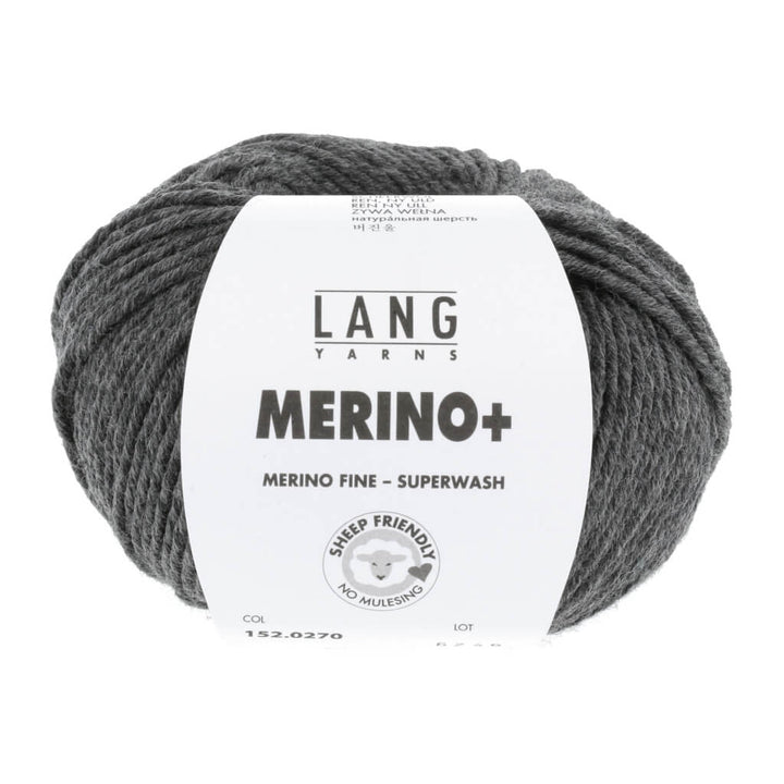 Lang Yarns Merino+ - 50g, Farbe 152.0270 Dunkelgrau Mélange – Merino und Schurwolle bei Lieblingsgarn