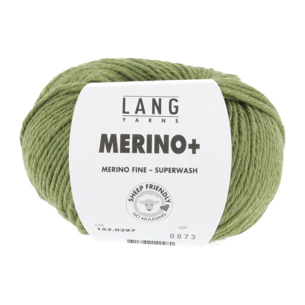 Lang Yarns Merino+ - 50g, Farbe 152.0297 Hell Olive Mélange – Merino und Schurwolle bei Lieblingsgarn