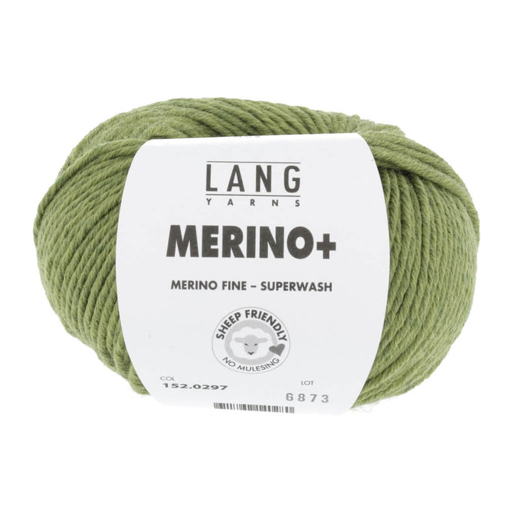Lang Yarns Merino+ - 50g, Farbe 152.0297 Hell Olive Mélange – Merino und Schurwolle bei Lieblingsgarn