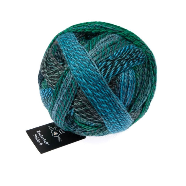 Schoppel Wolle Zauberball Stärke 6, Farbe 2542 Cool Botanical Garden Inspiration Kieran Foley bei Lieblingsgarn