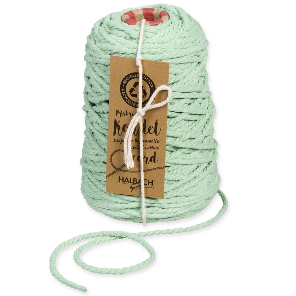 Halbach Makramee Garn 5 mm x 80 m, Farbe 128 mint – Baumwolle bei Lieblingsgarn