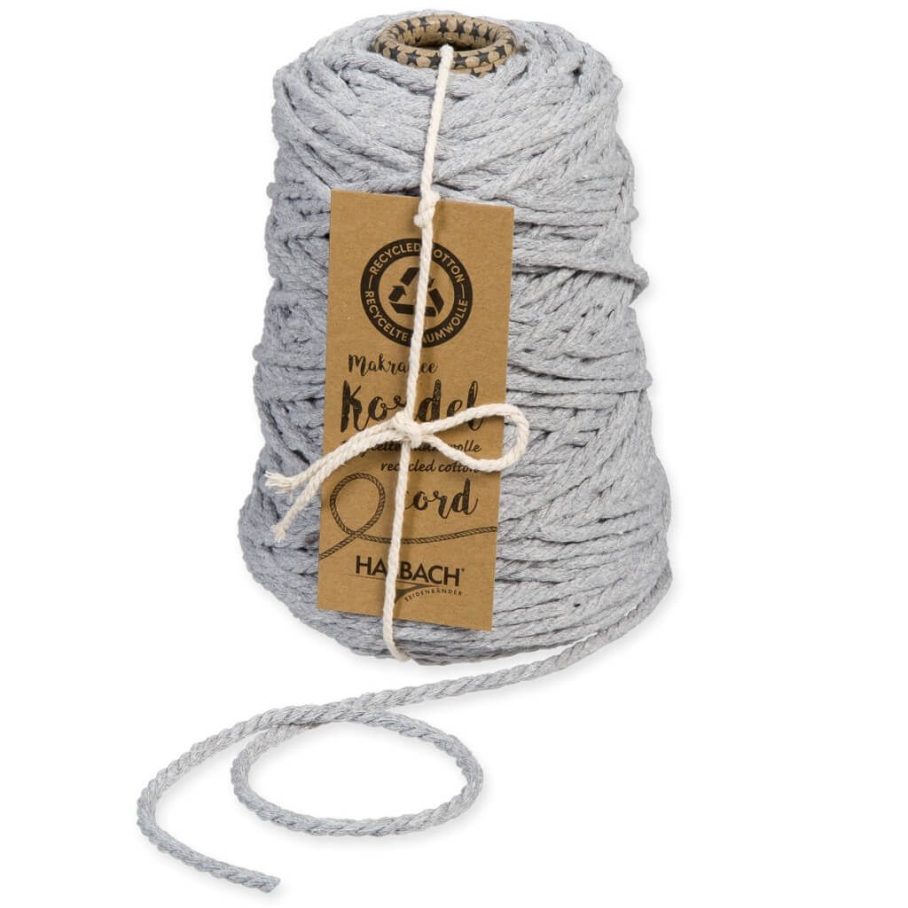 Halbach Makramee Garn 5 mm x 80 m, Farbe 21 grey – Baumwolle bei Lieblingsgarn