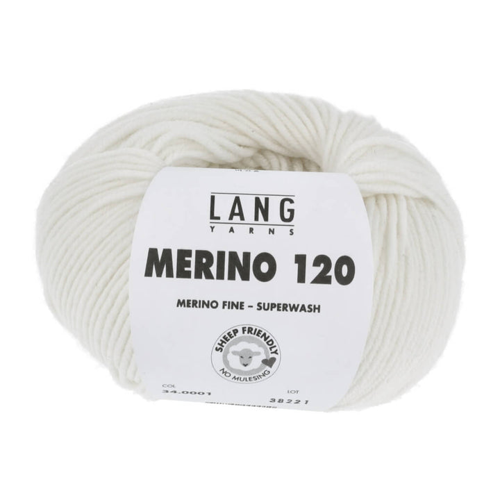 Lang Yarns 34.0001 - Weiss Lang Yarns Merino 120 Lieblingsgarn