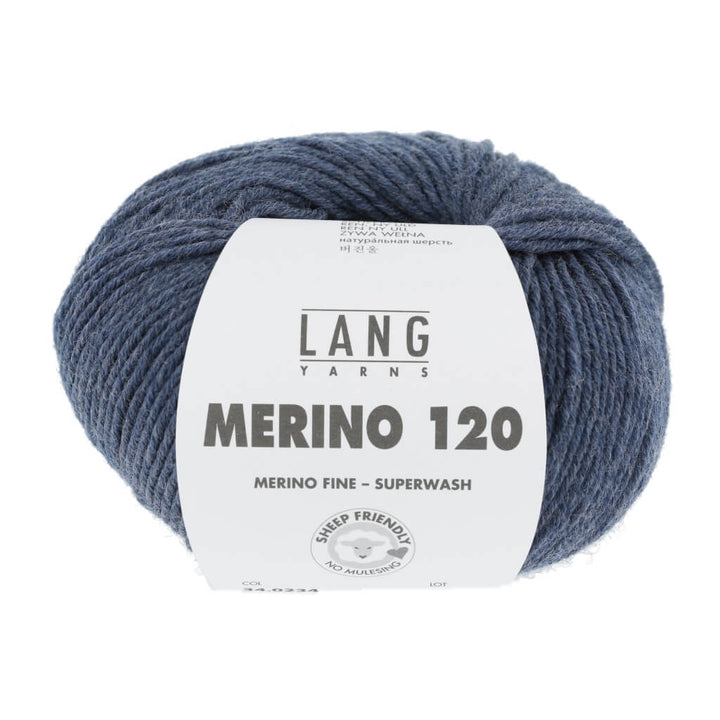 Lang Yarns 34.0234 - Jeans Dunkel Mélange Lang Yarns Merino 120 Lieblingsgarn