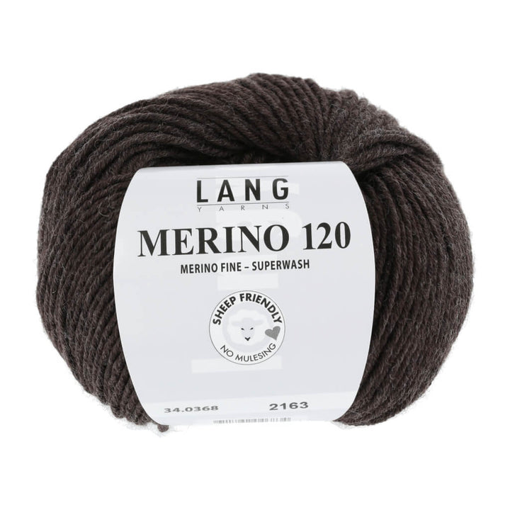 Lang Yarns 34.0368 - Dunkelbraun Mélange Lang Yarns Merino 120 Lieblingsgarn