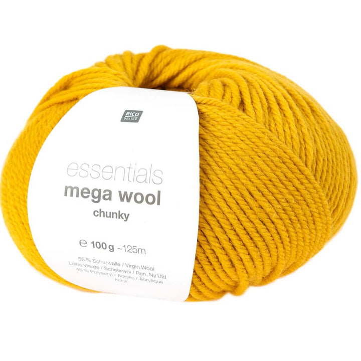 Rico Design Essentials Mega Wool Chunky 100g, Farbe 006 Senf – Acryl und Schurwolle bei Lieblingsgarn
