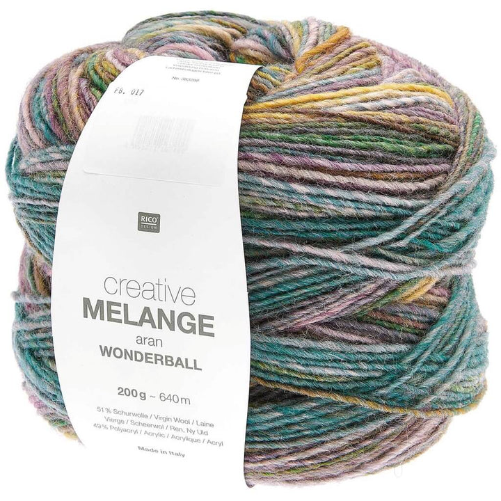 Rico Design Creative Melange Aran Wonderball 200g, Farbe 17 mauve petrol – Acryl und Schurwolle bei Lieblingsgarn