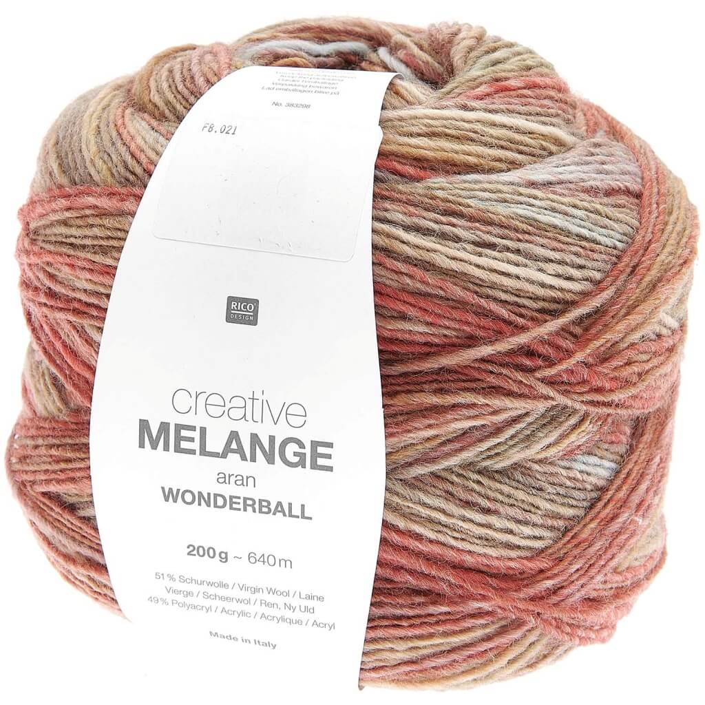 Rico Design Creative Melange Aran Wonderball 200g, Farbe 21 oliv rost – Acryl und Schurwolle bei Lieblingsgarn