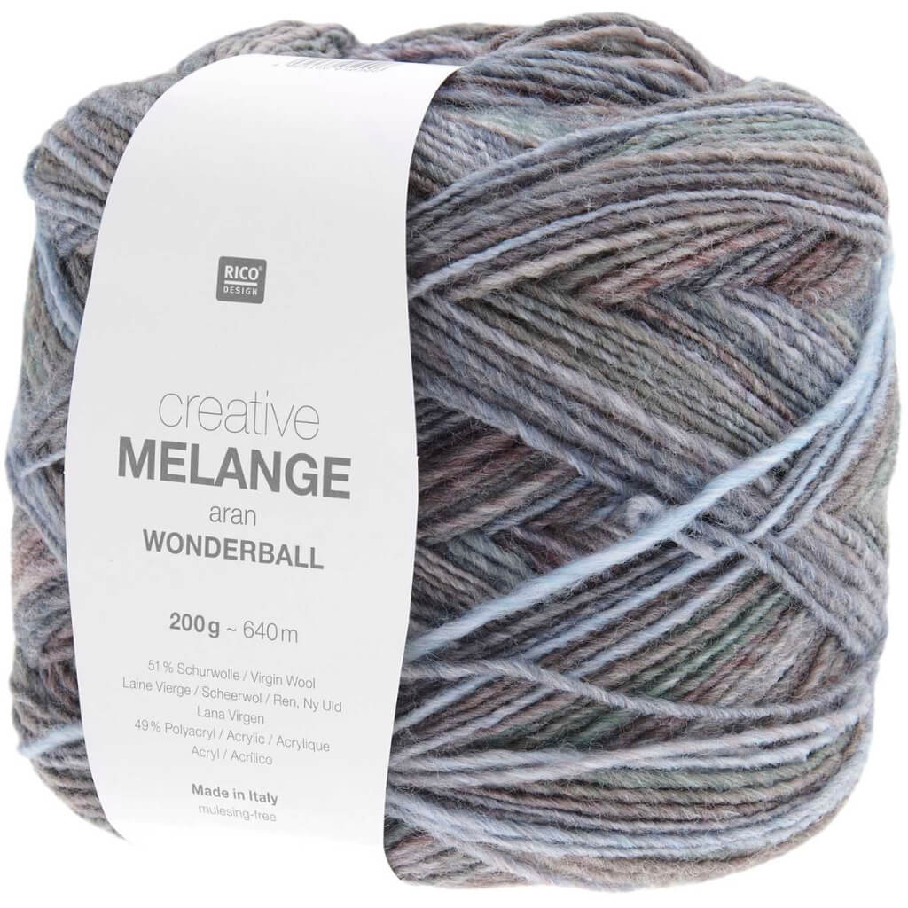 Rico Design Creative Melange Aran Wonderball 200g, Farbe 028 Clouds – Acryl und Schurwolle bei Lieblingsgarn