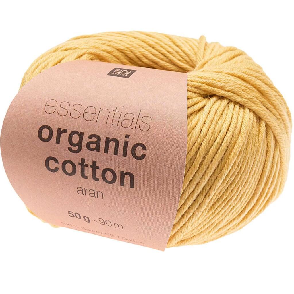 Rico Design Essentials Organic Cotton Aran 50g, Farbe 003 Gelb – Baumwolle bei Lieblingsgarn