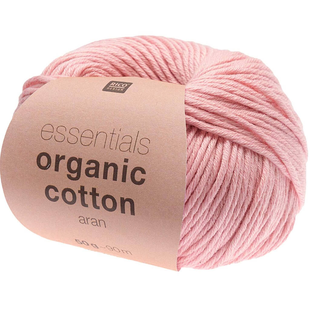 Rico Design Essentials Organic Cotton Aran 50g, Farbe 006 Rosa – Baumwolle bei Lieblingsgarn
