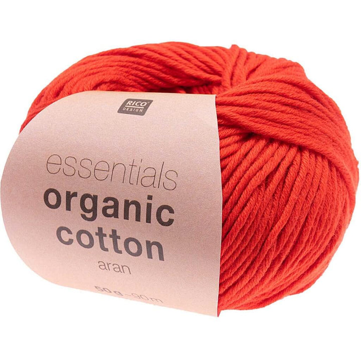 Rico Design Essentials Organic Cotton Aran 50g, Farbe 010 Rot – Baumwolle bei Lieblingsgarn