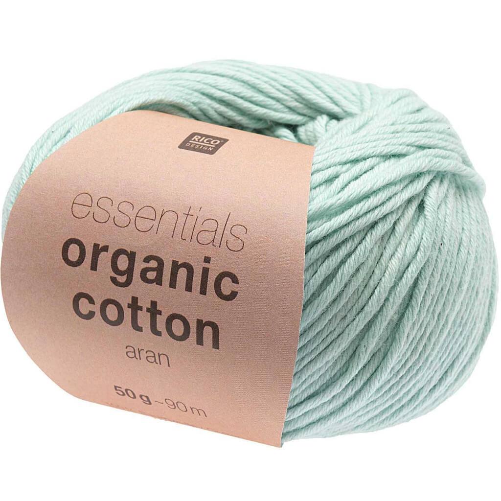 Rico Design Essentials Organic Cotton Aran 50g, Farbe 011 Mint – Baumwolle bei Lieblingsgarn