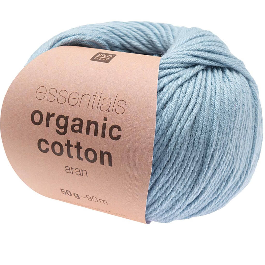 Rico Design Essentials Organic Cotton Aran 50g, Farbe 012 Blau – Baumwolle bei Lieblingsgarn