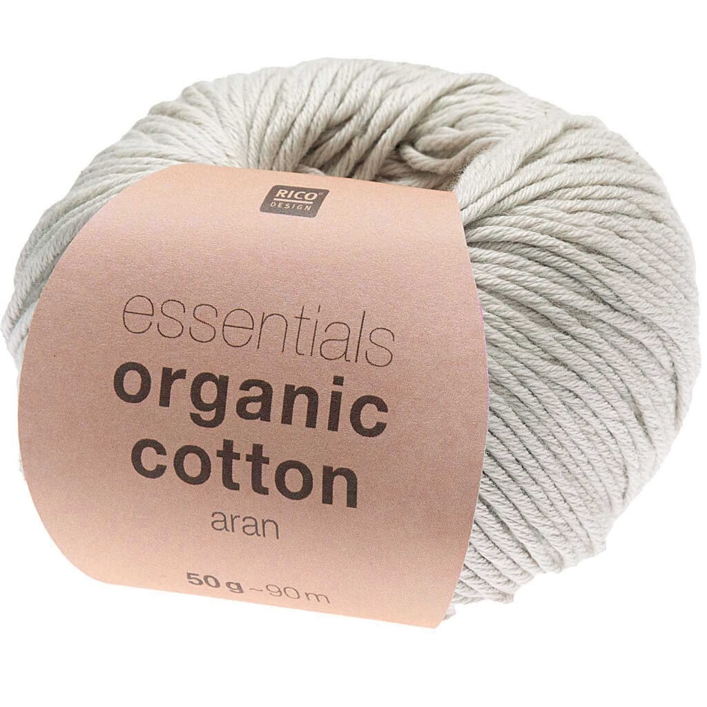 Rico Design Essentials Organic Cotton Aran 50g, Farbe 018 Silber – Baumwolle bei Lieblingsgarn
