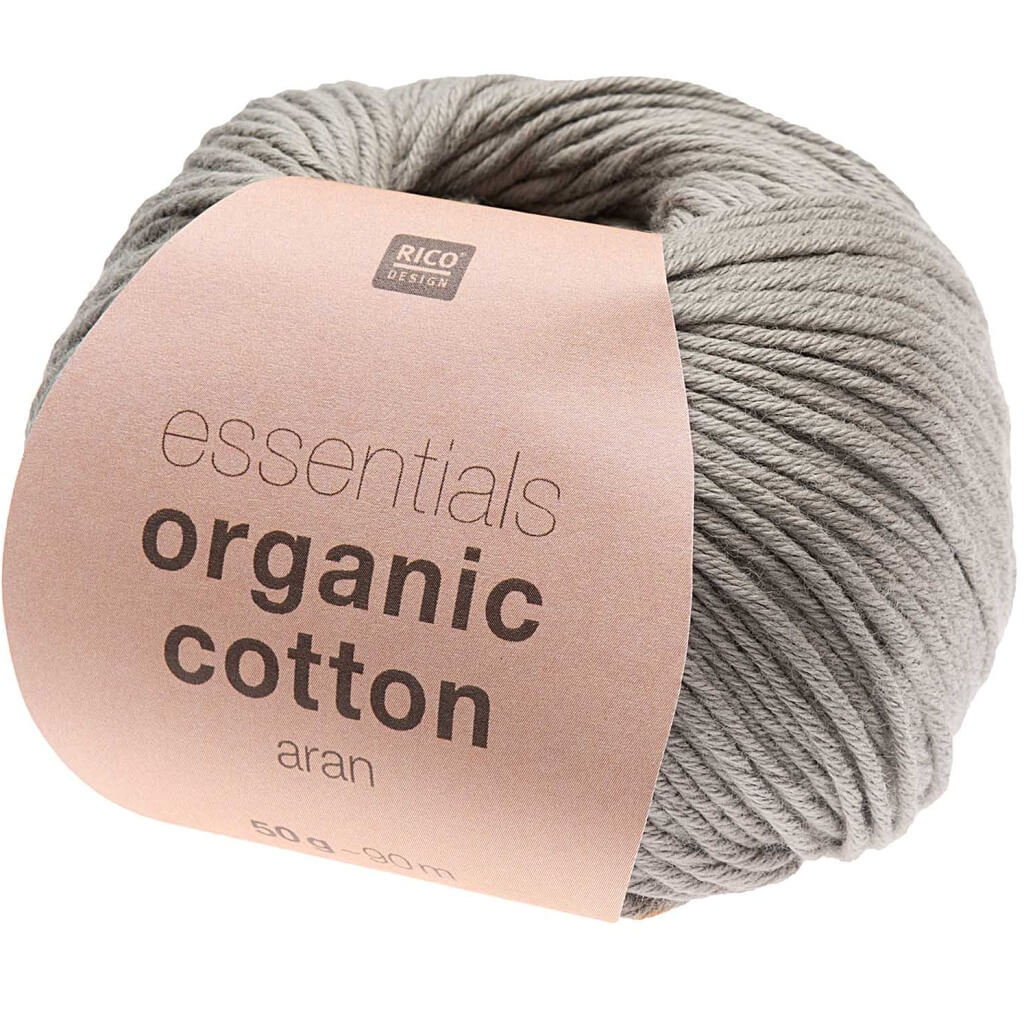 Rico Design Essentials Organic Cotton Aran 50g, Farbe 019 Grau – Baumwolle bei Lieblingsgarn