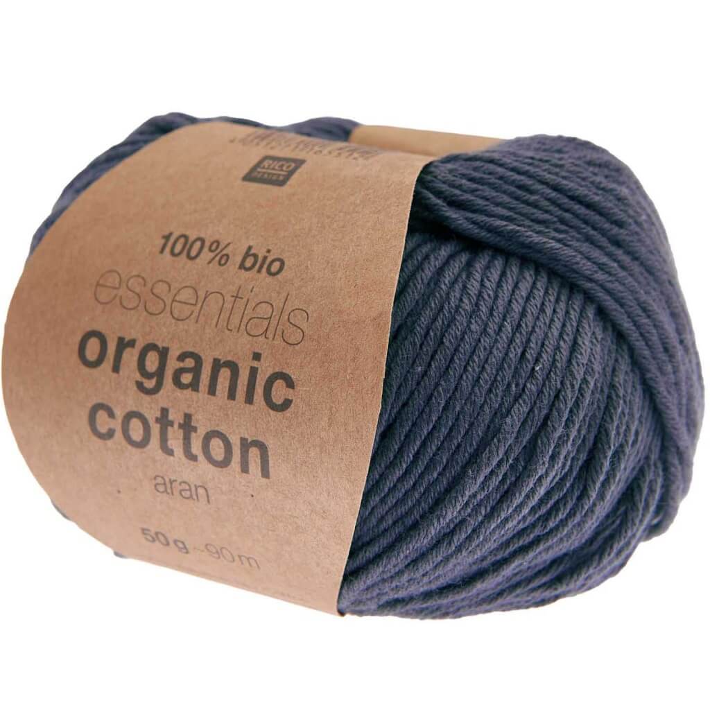 Rico Design Essentials Organic Cotton Aran 50g, Farbe 024 Nachtblau – Baumwolle bei Lieblingsgarn