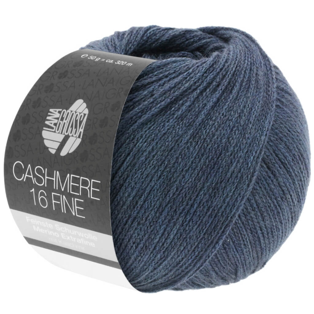 Lana Grossa Cashmere 16 Fine 50 g, Farbe 39 dunkles Rauchblau – Kaschmir, Merino und Polyamid bei Lieblingsgarn