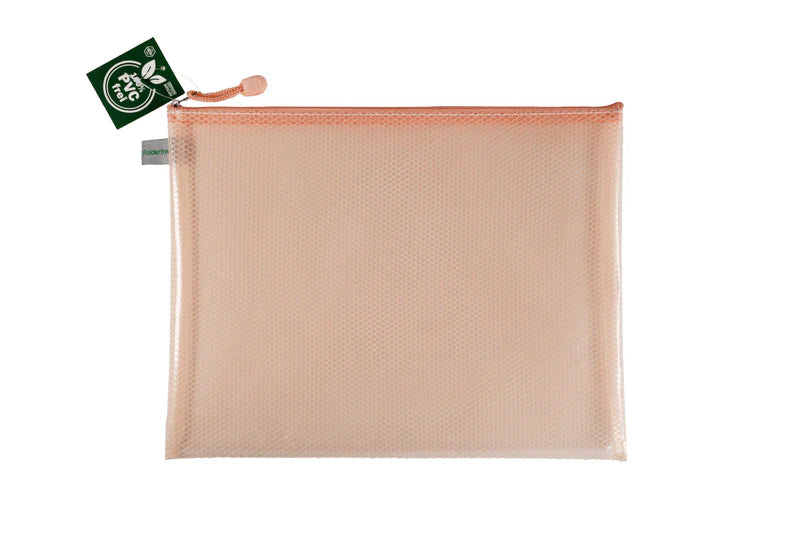 FolderSys Reißverschlussbeutel "Candy-Bag" A4, Farbe 62 pastell apricot transparent – Kunststoff bei Lieblingsgarn