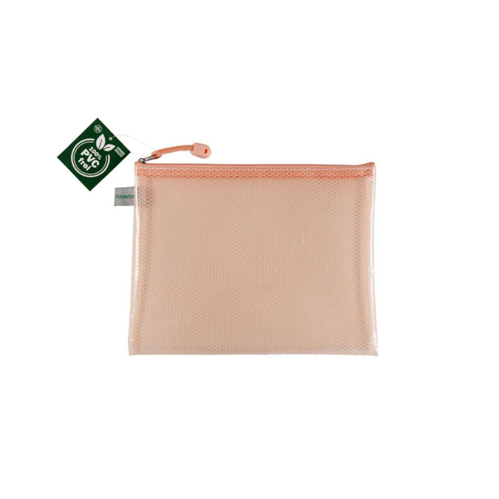 FolderSys Reißverschlussbeutel "Candy-Bag" A5, Farbe 62 pastell apricot transparent – Kunststoff bei Lieblingsgarn