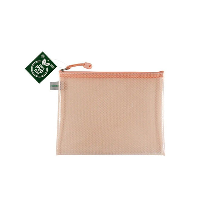 FolderSys Reißverschlussbeutel "Candy-Bag" A5, Farbe 62 pastell apricot transparent – Kunststoff bei Lieblingsgarn