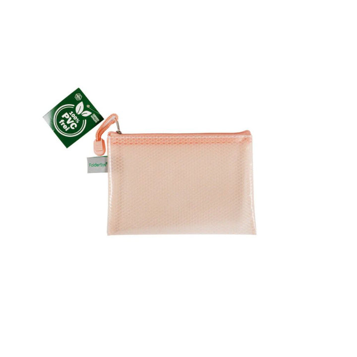 FolderSys Reißverschlussbeutel "Candy-Bag" A6, Farbe 62 pastell apricot transparent – Kunststoff bei Lieblingsgarn