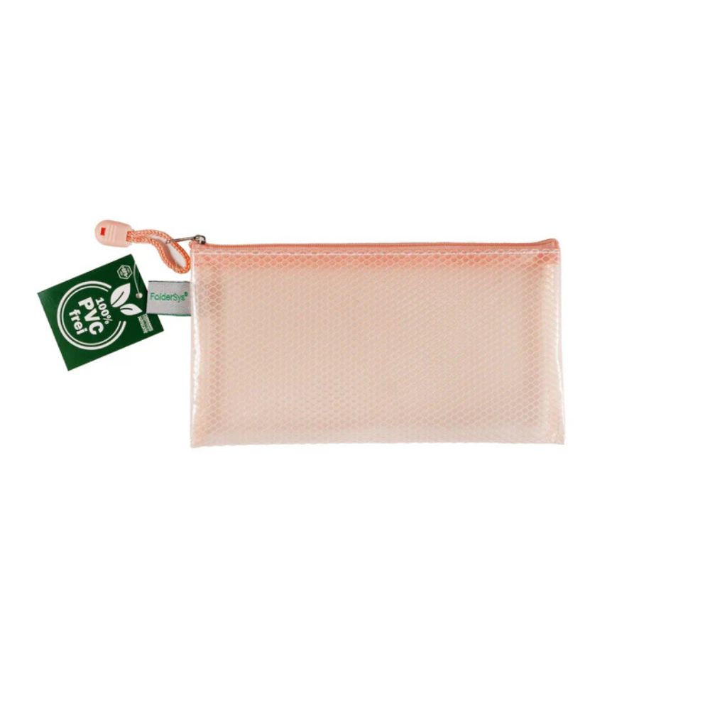 FolderSys Reißverschlussbeutel "Candy-Bag" DIN lang, Farbe 62 pastell apricot transparent – Kunststoff bei Lieblingsgarn