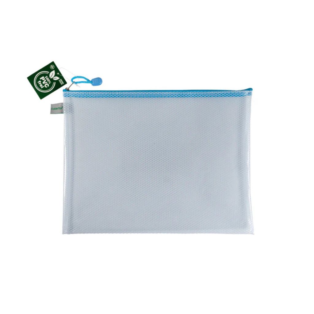 FolderSys Reißverschlussbeutel "Candy-Bag" A4, Farbe 42 pastell blau transparent – Kunststoff bei Lieblingsgarn