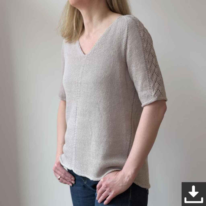 Christina Körber-Reith Pattern T-Shirt Linen Summer Tee Strickanleitung - strickauszeit Designs (PDF) bei bei Lieblingsgarn