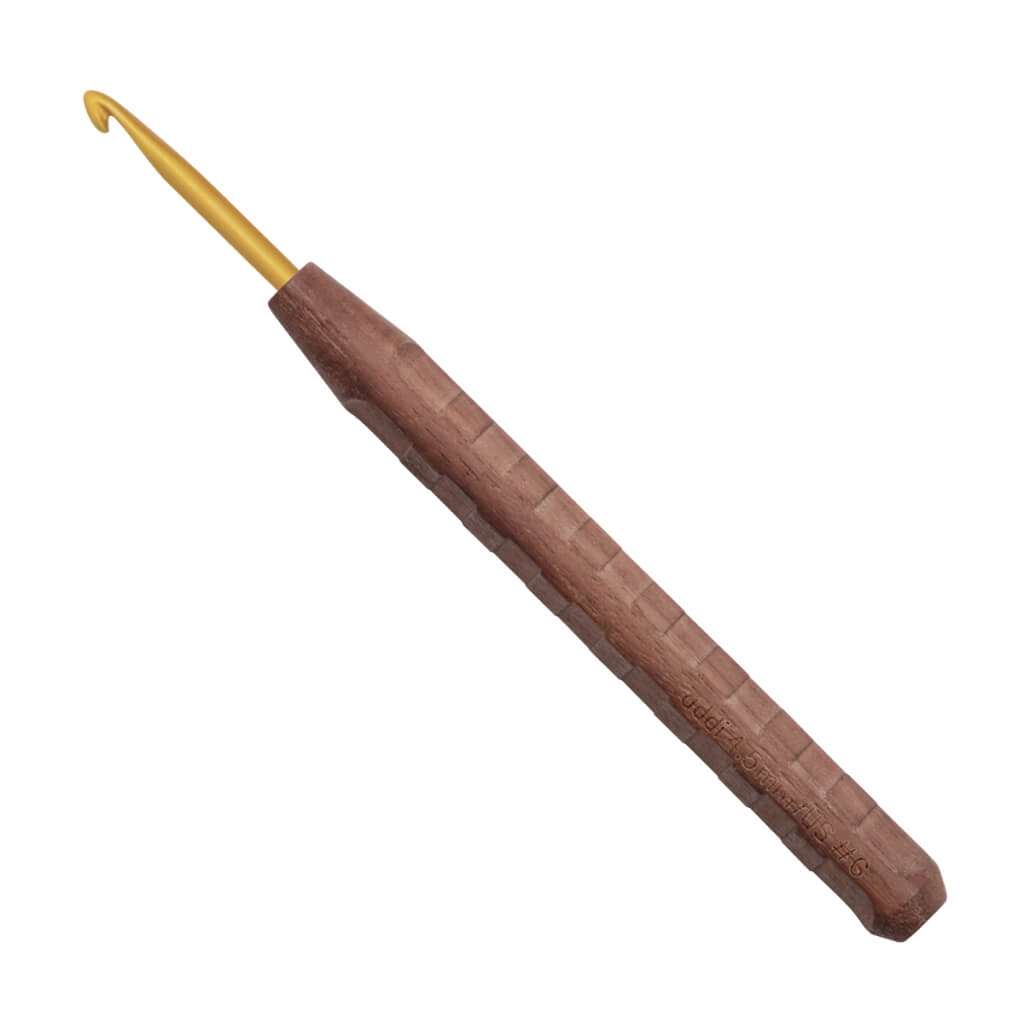 addiNature Wollhäkelnadel Walnut Gold, Farbe 16 – Holz und Metall bei Lieblingsgarn