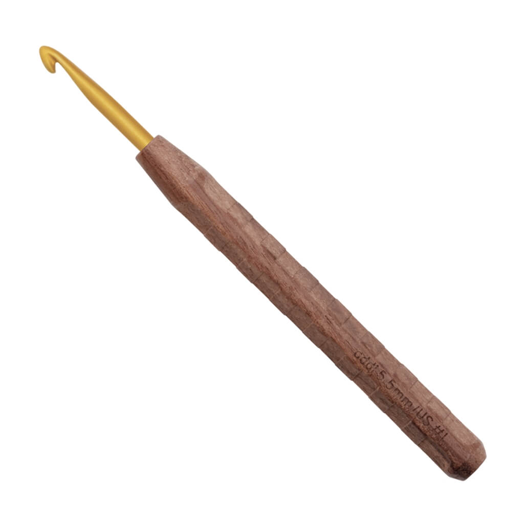 addiNature Wollhäkelnadel Walnut Gold, Farbe 16 – Holz und Metall bei Lieblingsgarn