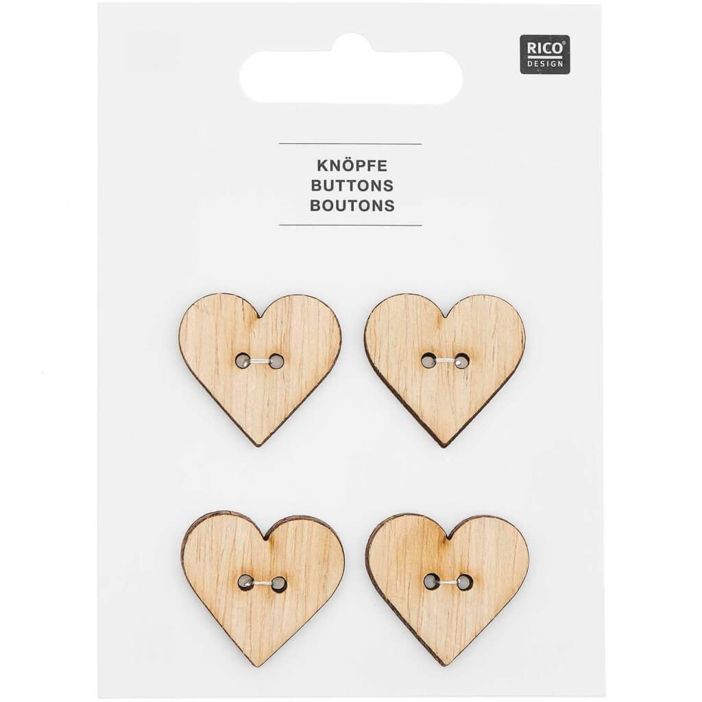 Rico Design Herz-Knöpfe aus Holz bei bei bei bei Lieblingsgarn