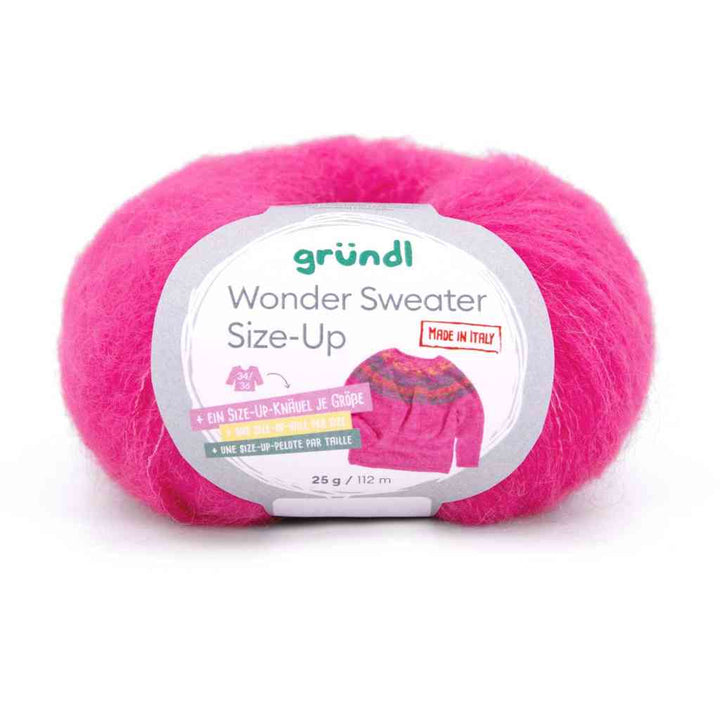 Gründl Wonder Sweater Size-Up, Farbe 05  fuchsia – Alpaka und Synthetik bei Lieblingsgarn