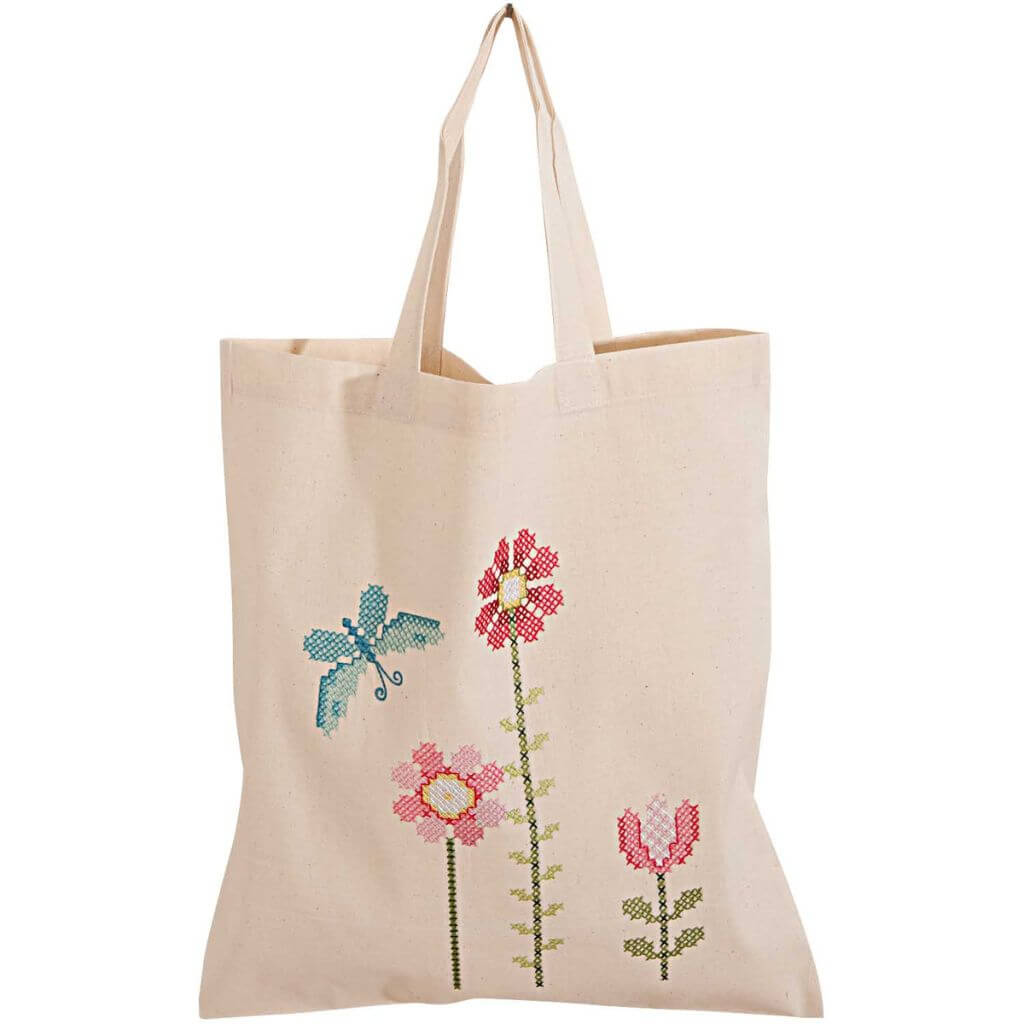 Rico Design Stickpackung Tasche Blüten bei bei bei bei Lieblingsgarn