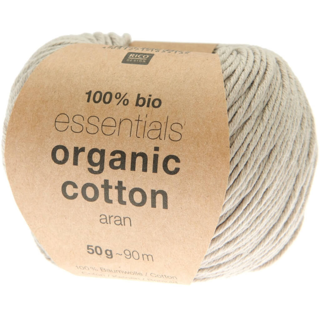 Rico Design Essentials Organic Cotton Aran 50g, Farbe 32 greige – Baumwolle bei Lieblingsgarn