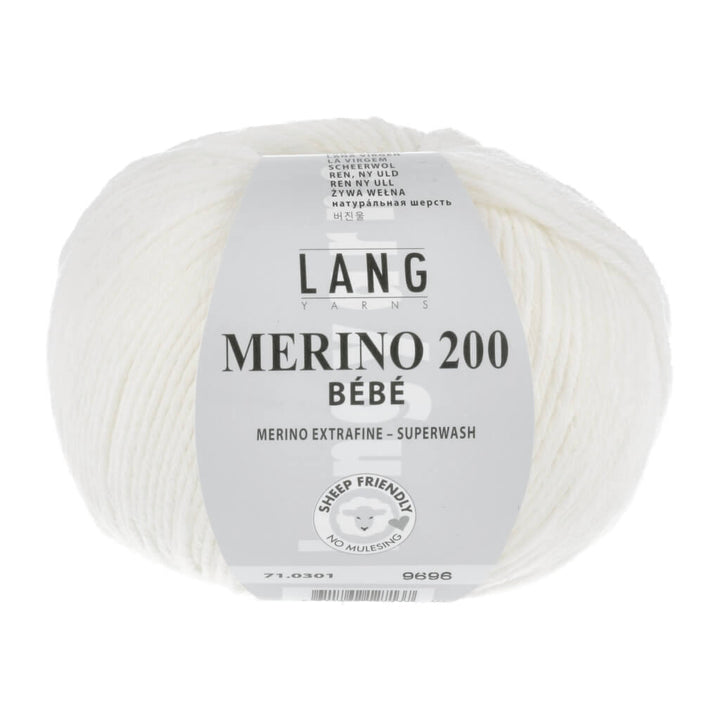 Lang Yarns Merino 200 Bebe - 50g, Farbe 71.0301 Weiss – Merino und Schurwolle bei Lieblingsgarn