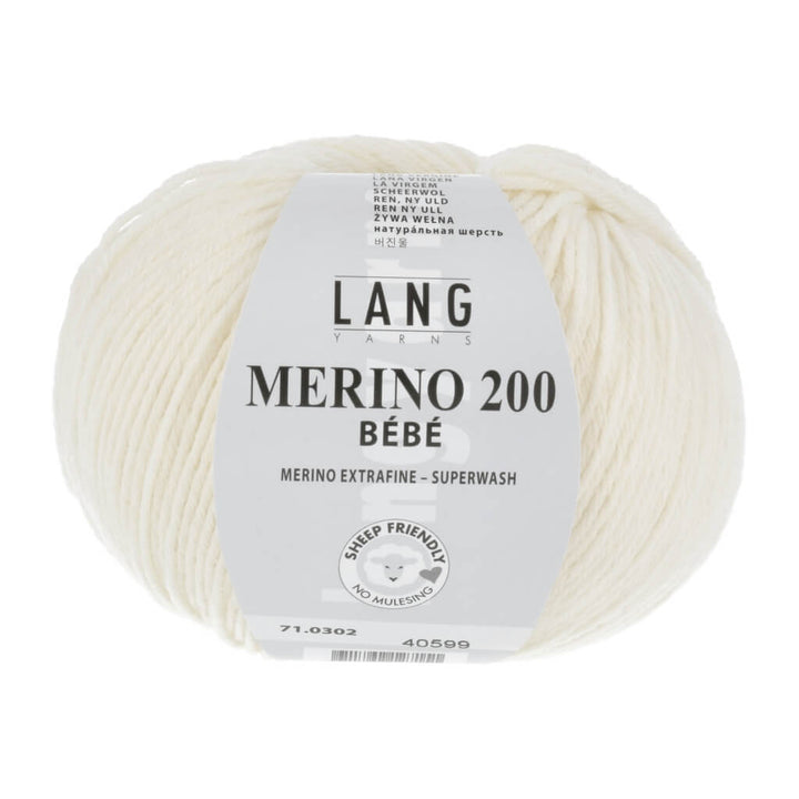 Lang Yarns Merino 200 Bebe - 50g, Farbe 71.0302 Ecru – Merino und Schurwolle bei Lieblingsgarn