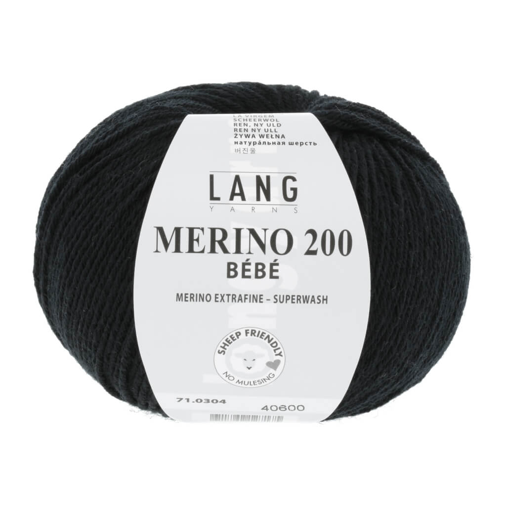 Lang Yarns Merino 200 Bebe - 50g, Farbe 71.0304 Schwarz – Merino und Schurwolle bei Lieblingsgarn